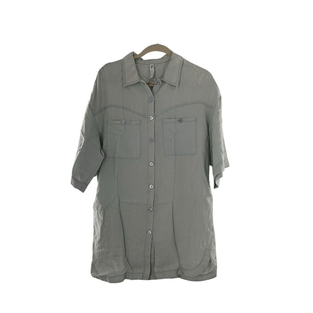 Zara Shirt‎ dress Small Blue Soft Button Front Chambray Coastal Cottage Western
